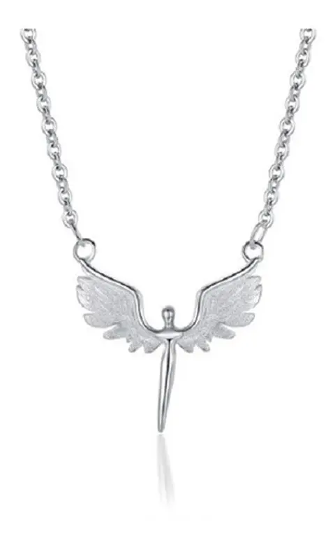 Colgante Alas Angel Plata 925 Paz Amor Chapado Oro Blanco