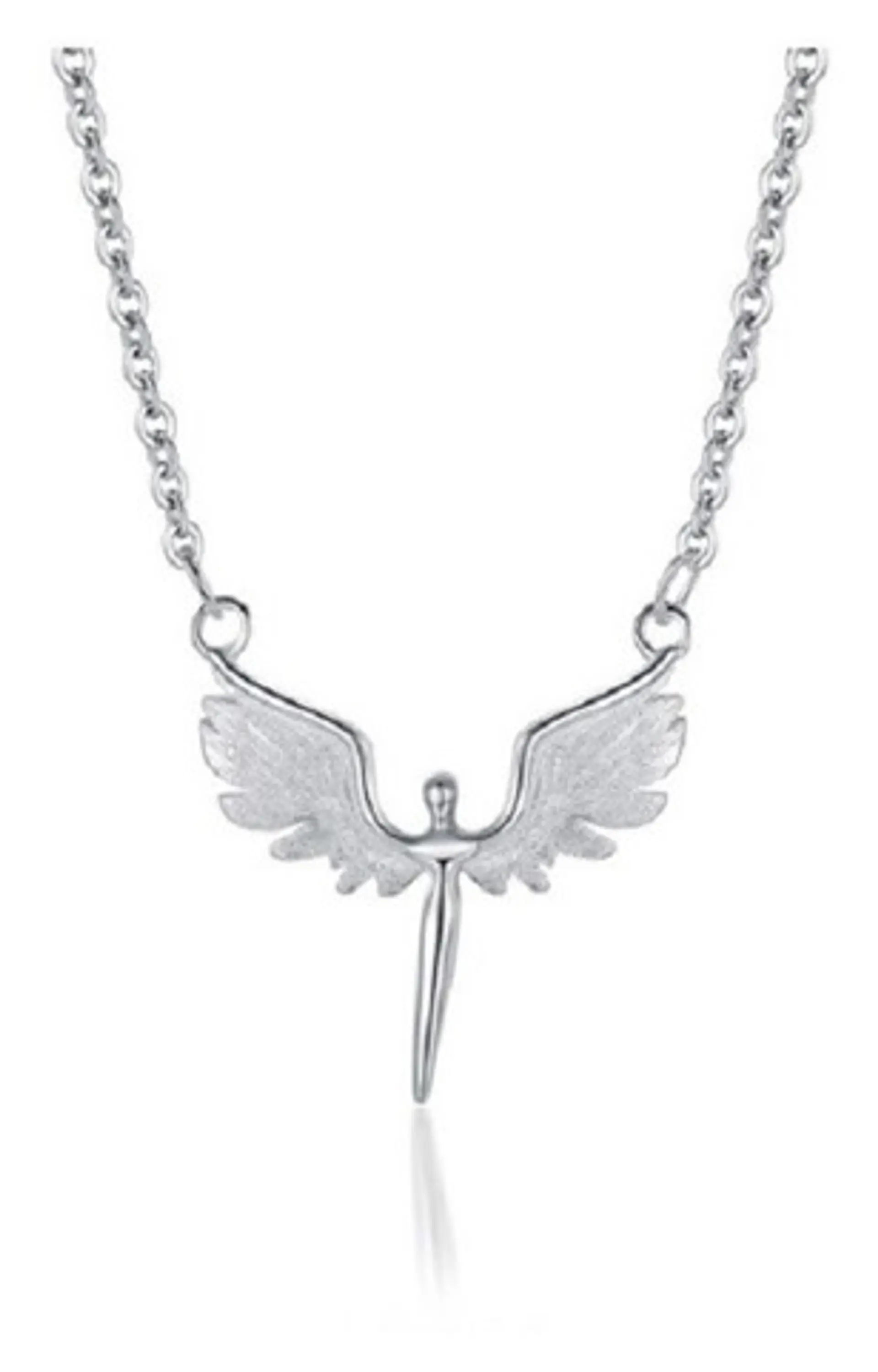 Colgante Alas Angel Plata 925 Paz Amor Chapado Oro Blanco 1