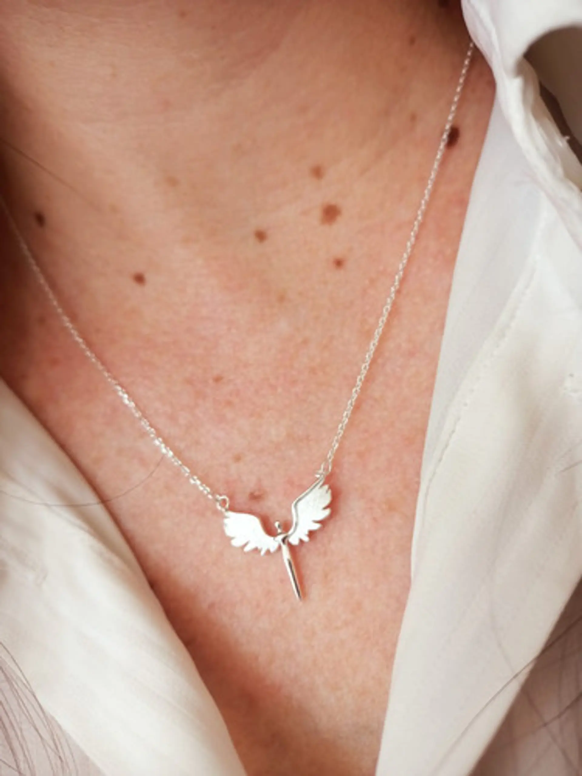 Colgante Alas Angel Plata 925 Paz Amor Chapado Oro Blanco 4