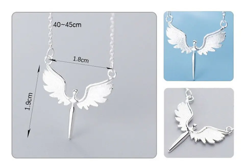 Colgante Alas Angel Plata 925 Paz Amor Chapado Oro Blanco 5