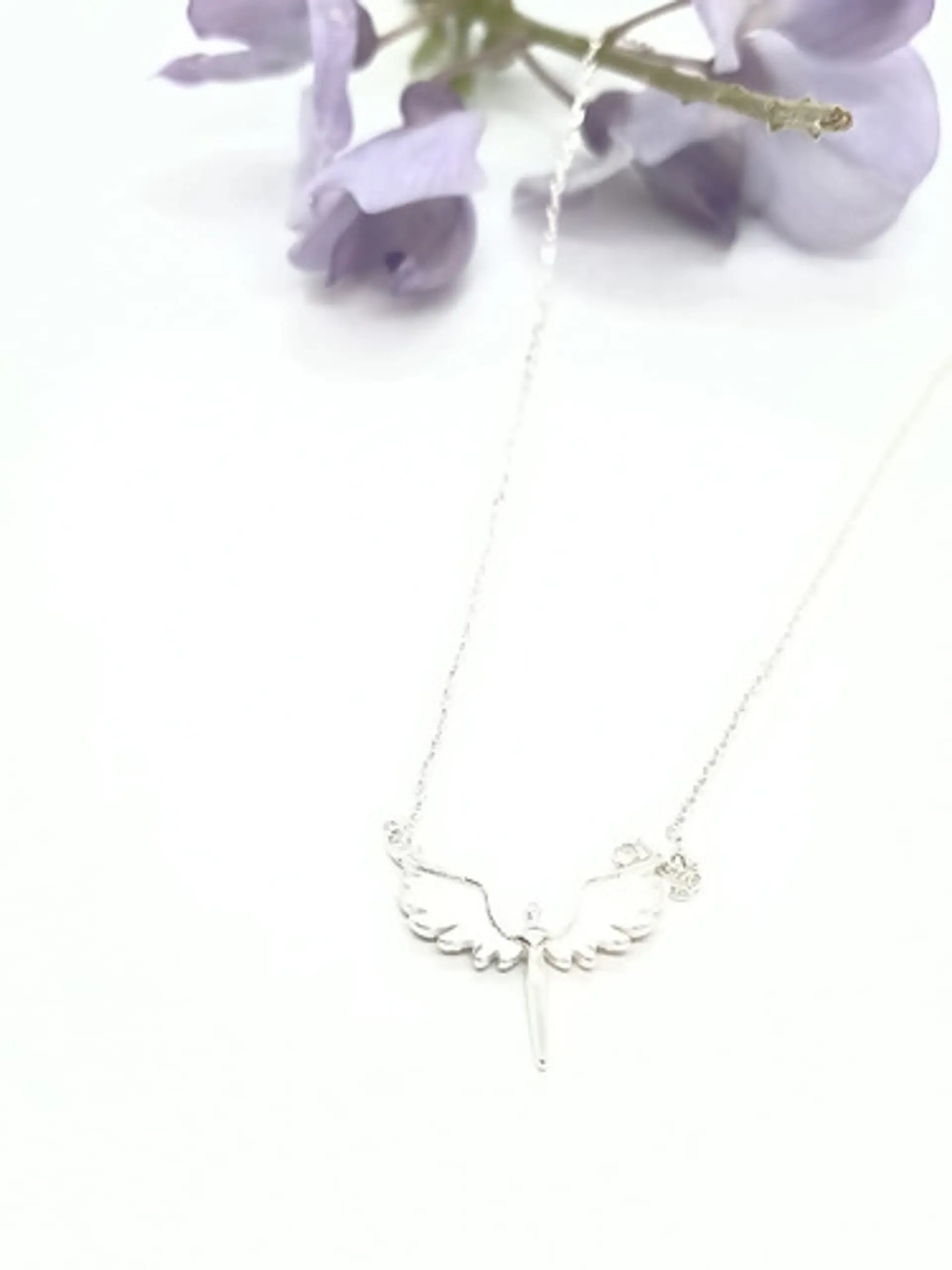 Colgante Alas Angel Plata 925 Paz Amor Chapado Oro Blanco 7
