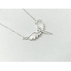 Colgante Alas Angel Plata 925 Paz Amor Chapado Oro Blanco 8