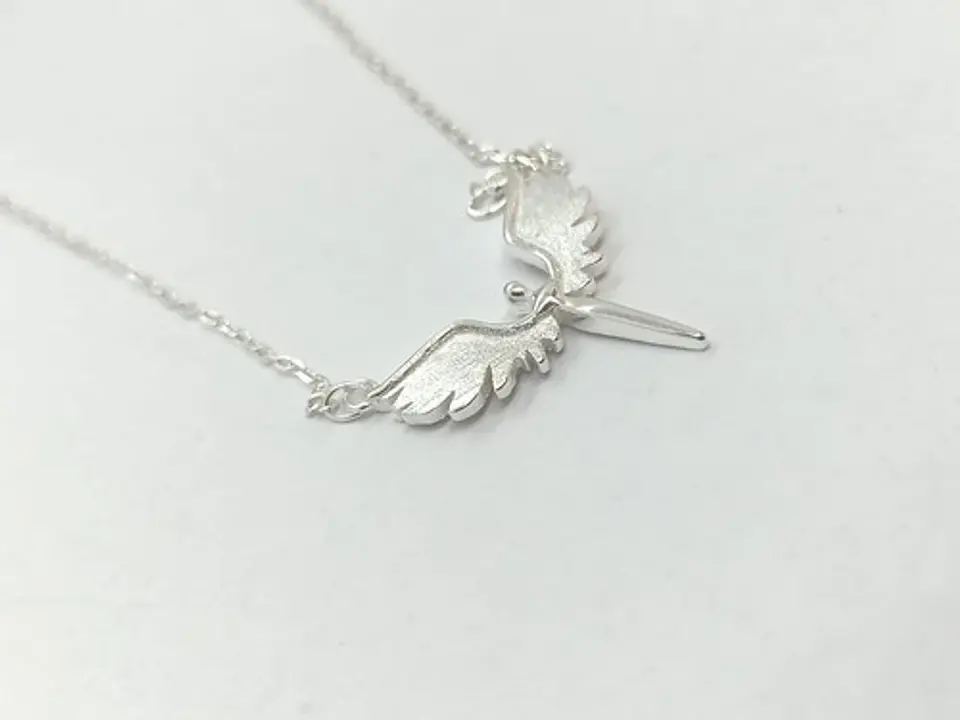 Colgante Alas Angel Plata 925 Paz Amor Chapado Oro Blanco 8