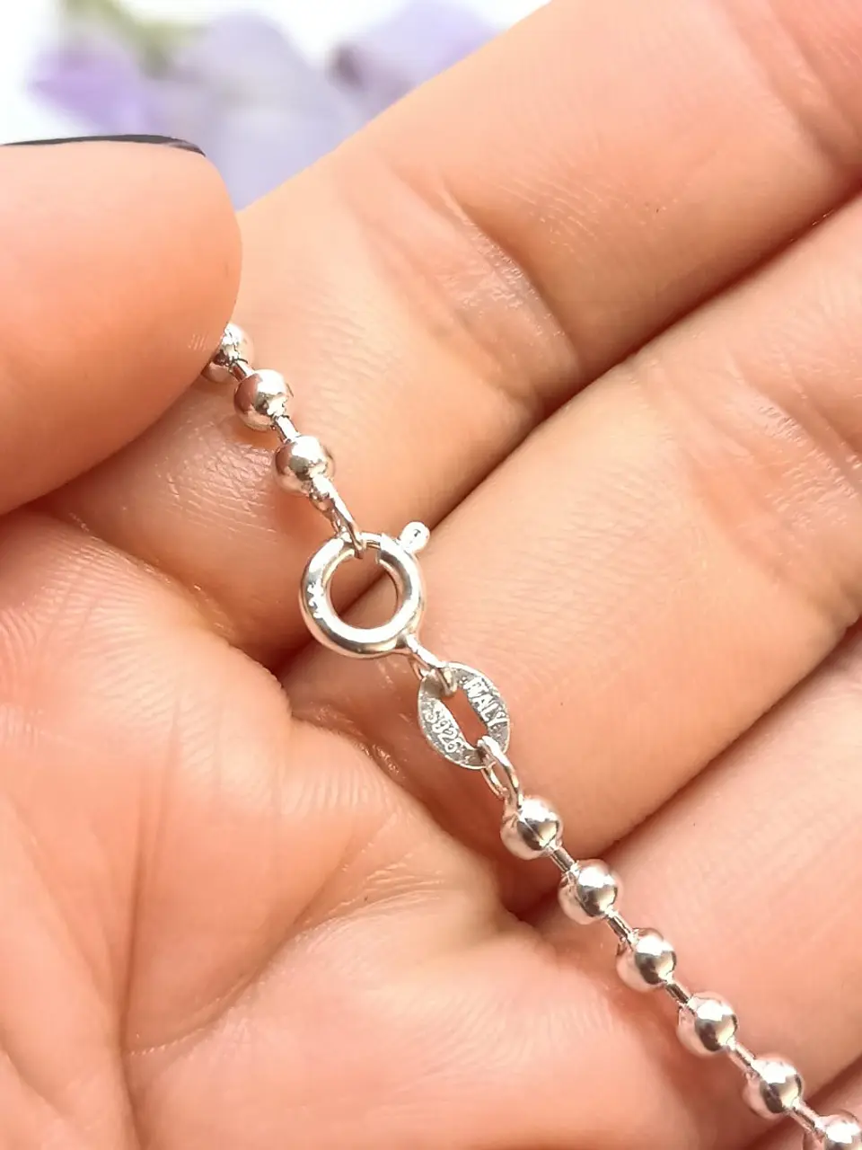 Cadena Larga Esferas Pelotas Plata Fina 925 Minimalista Lujo 3