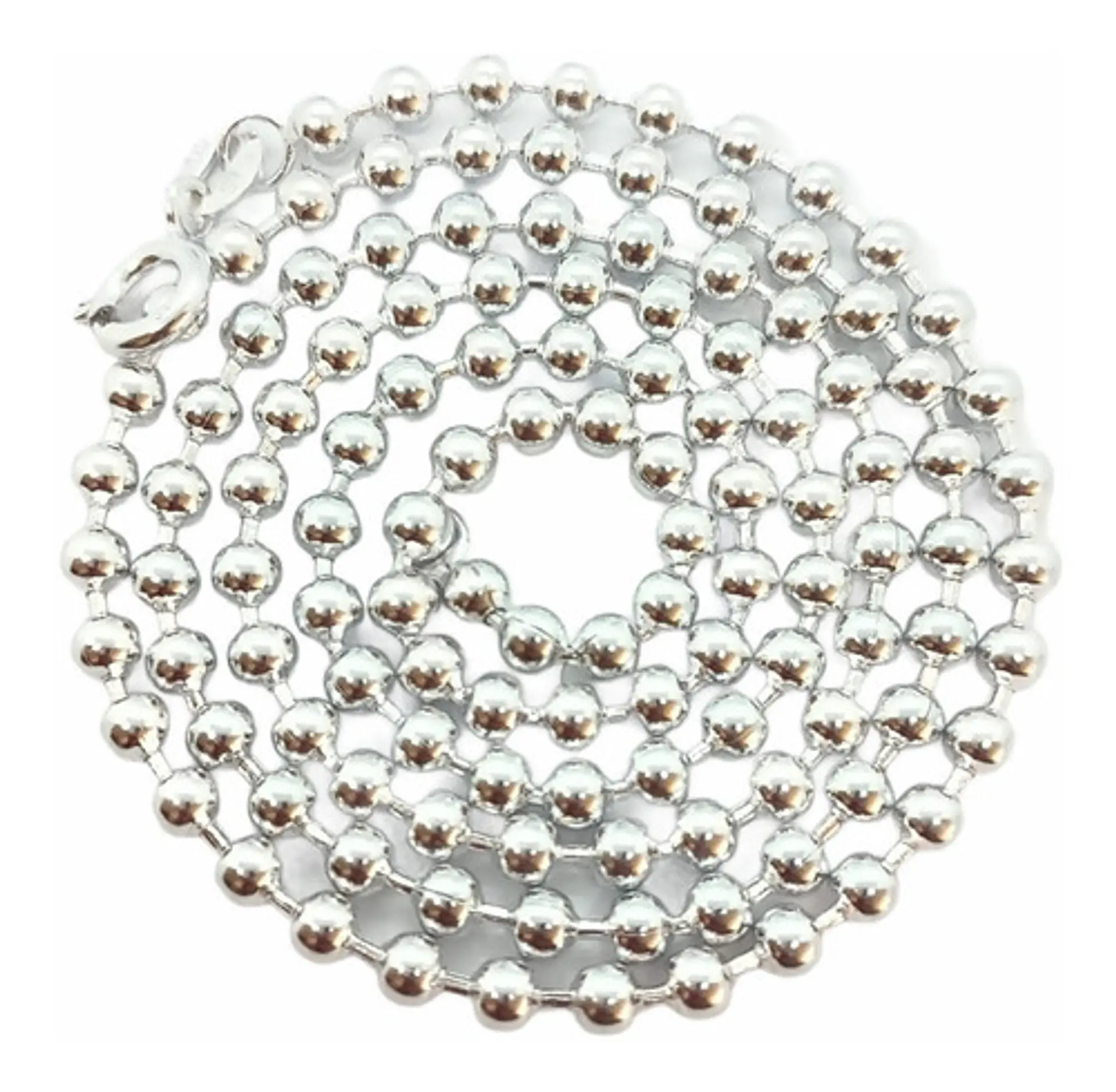 Cadena Larga Esferas Pelotas Plata Fina 925 Minimalista Lujo 1