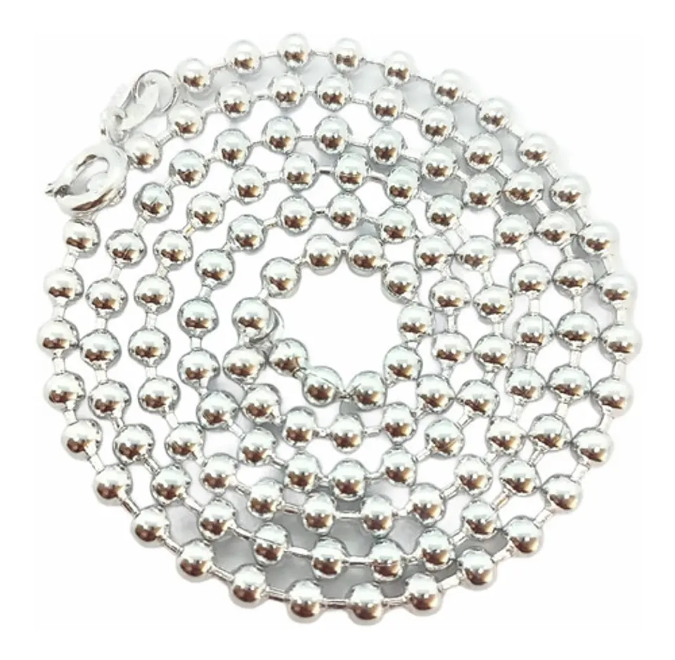 Cadena Larga Esferas Pelotas Plata Fina 925 Minimalista Lujo 1