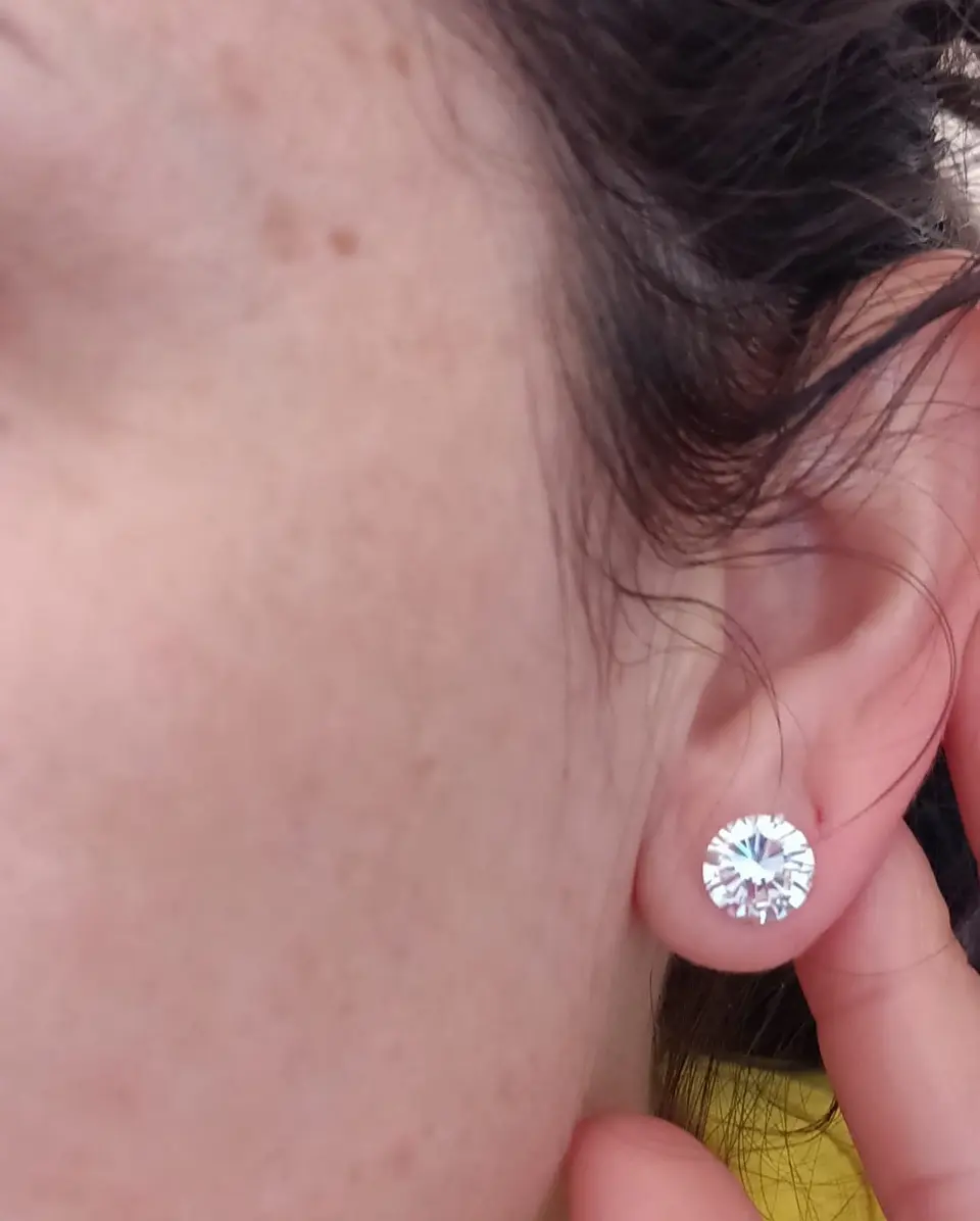 Pendientes Aretes Aros Puntos Luz En Plata 925 Zirconia 9mm 3