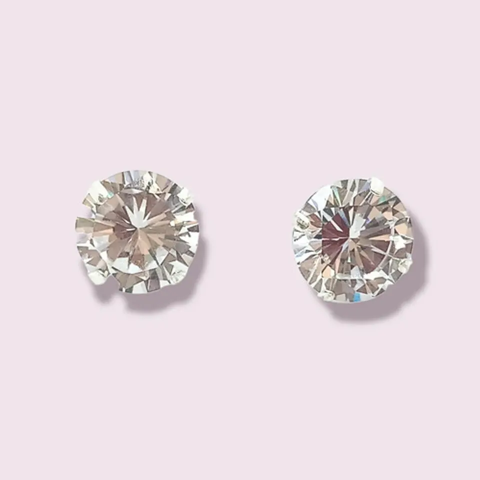 Pendientes Aretes Aros Puntos Luz En Plata 925 Zirconia 9mm 5