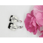 Aros flor coreana cristal negro y blanca pendientes zirconio  6