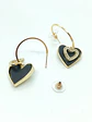 Aros Corazon Negro Zirconia Estilo Coreano  - Miniatura 3