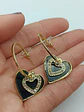 Aros Corazon Negro Zirconia Estilo Coreano  - Miniatura 4