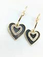 Aros Corazon Negro Zirconia Estilo Coreano  - Miniatura 5