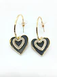 Aros Corazon Negro Zirconia Estilo Coreano  - Miniatura 6