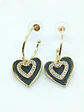 Aros Corazon Negro Zirconia Estilo Coreano  - Miniatura 7