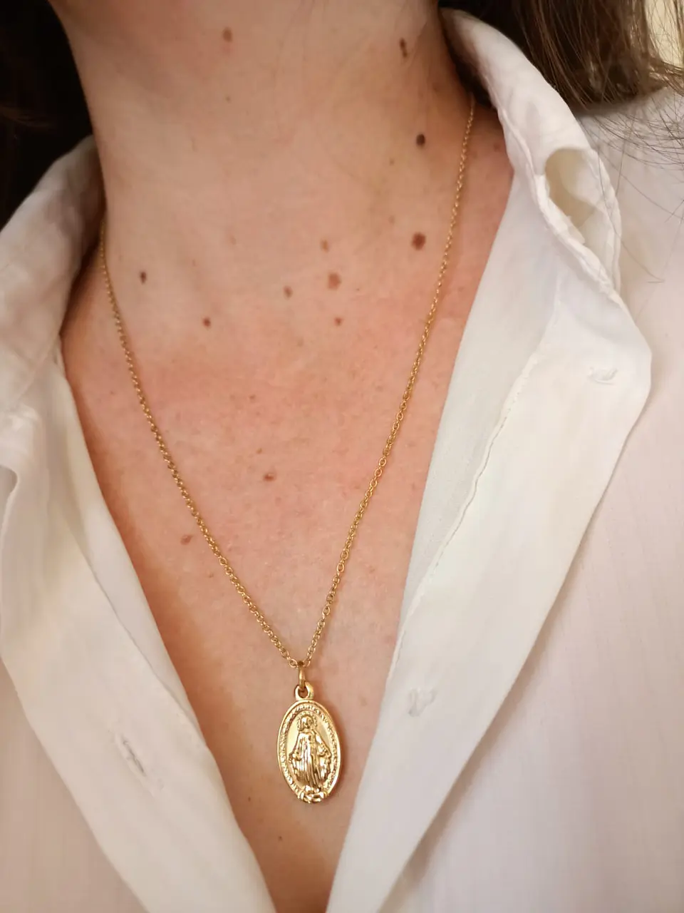 Colgante Virgen Milagrosa Maria De Los Rayos Chapada Oro 18k 3