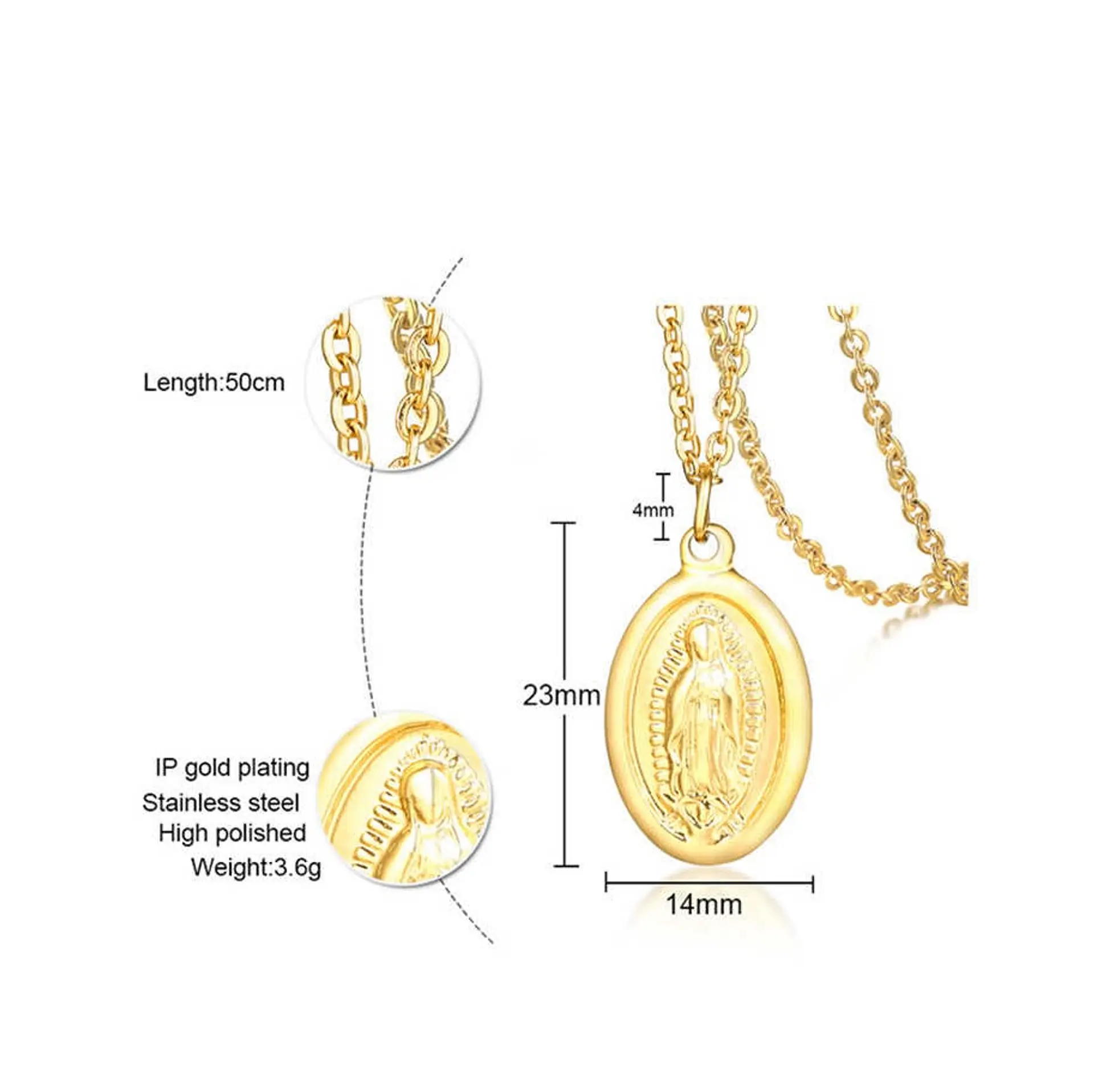 Colgante Virgen Milagrosa Maria De Los Rayos Chapada Oro 18k 7