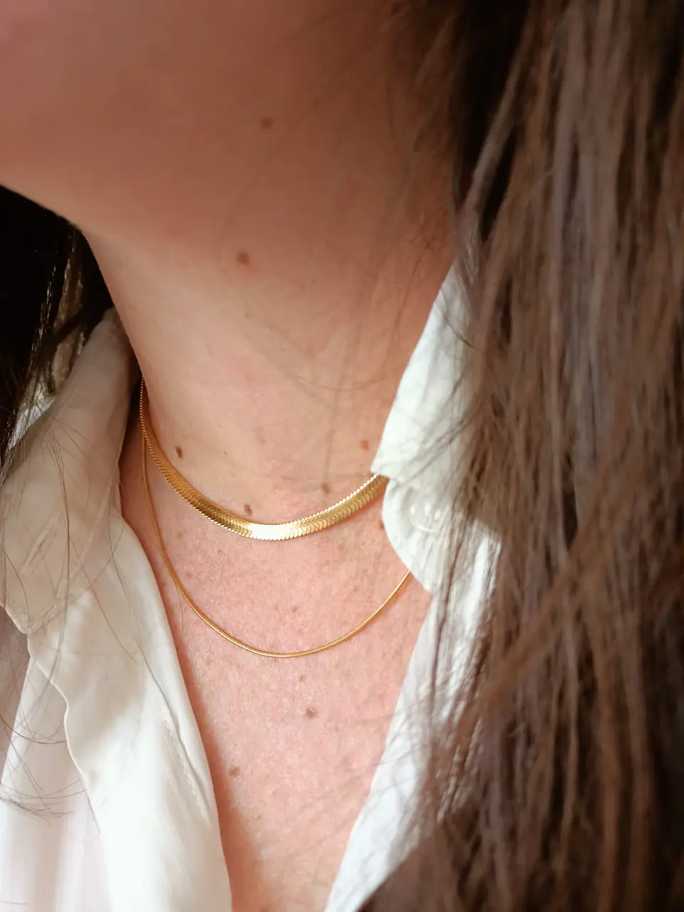 Collar tejido serpiente Minimalista enchapada en oro 18k 8