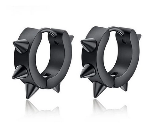 Aros argolla Puntas Punk Biker unisex Negro 