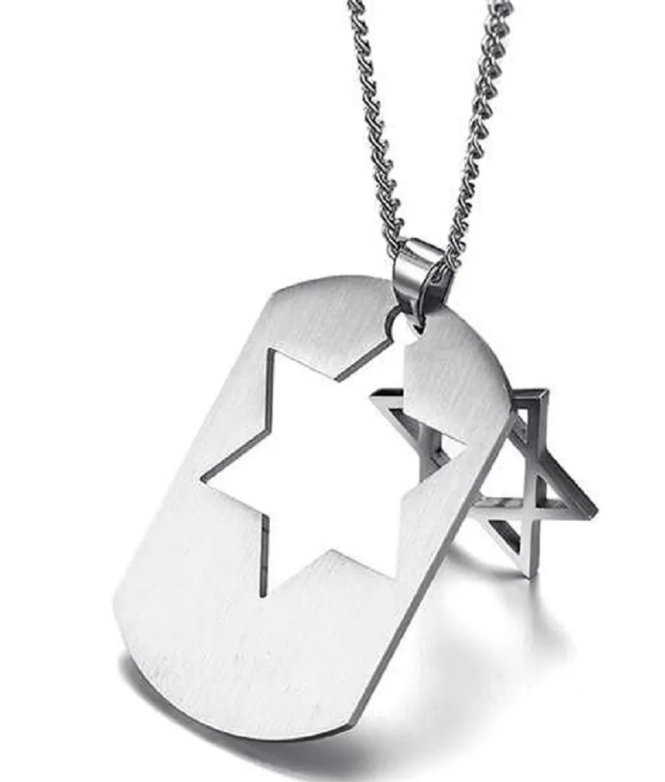 Cadena Colgante Estrella David Religión Acero Extraíble Amor 1