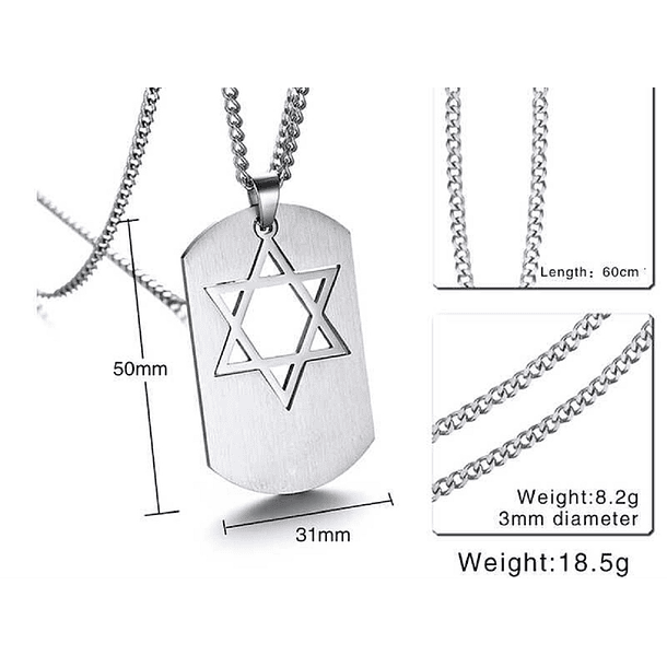 Cadena Colgante Estrella David Religión Acero Extraíble Amor 5