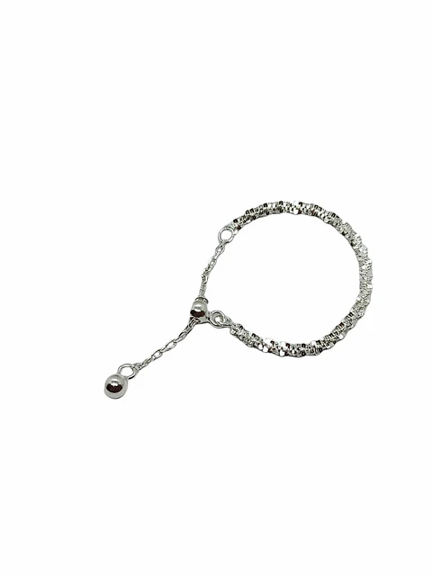 Anillo ajustable en plata fina ley S925 chapado en oro blanco 18kl tres modelos de cadena