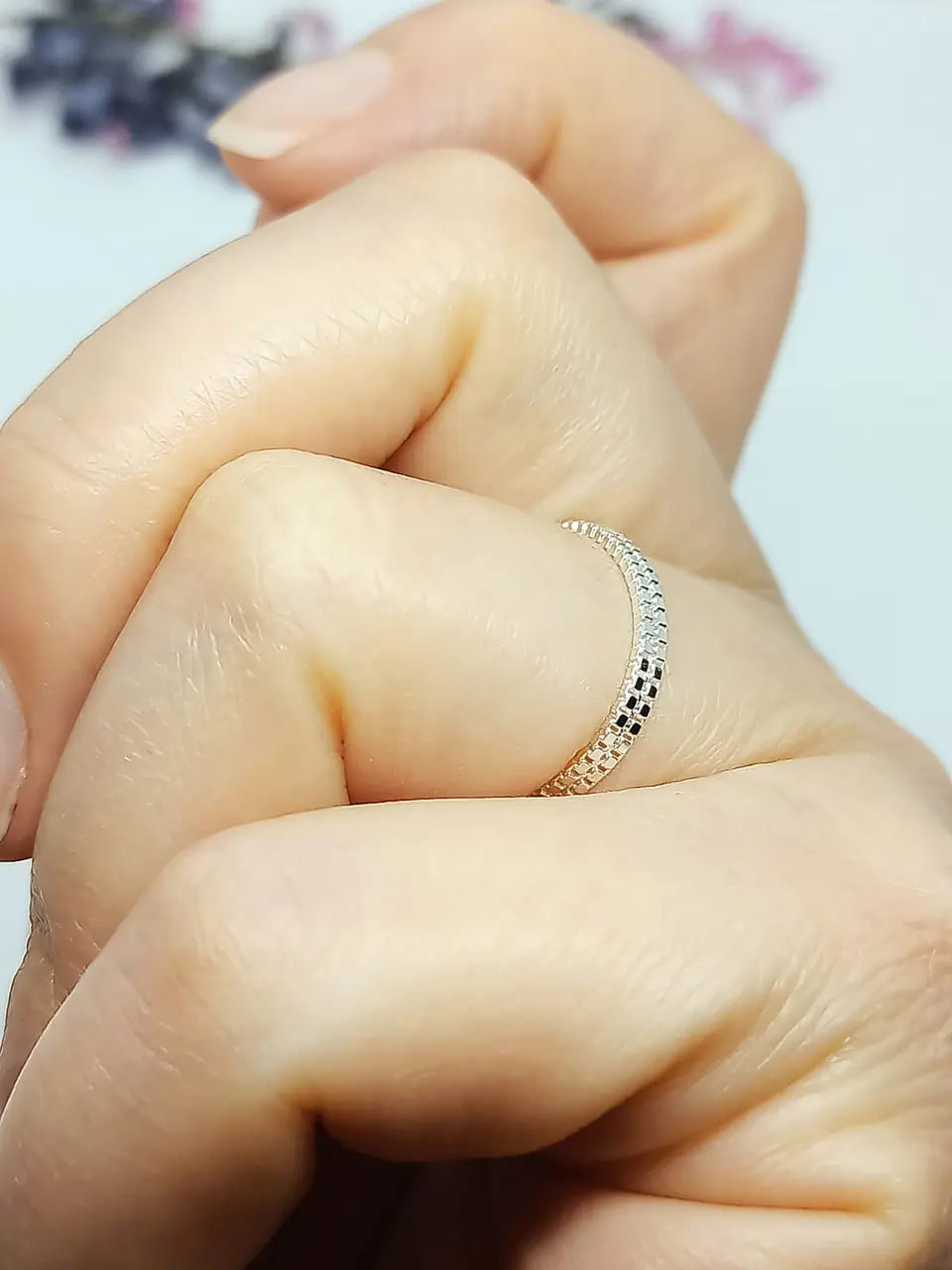Anillo ajustable en plata fina ley S925 chapado en oro blanco 18kl tres modelos de cadena 11