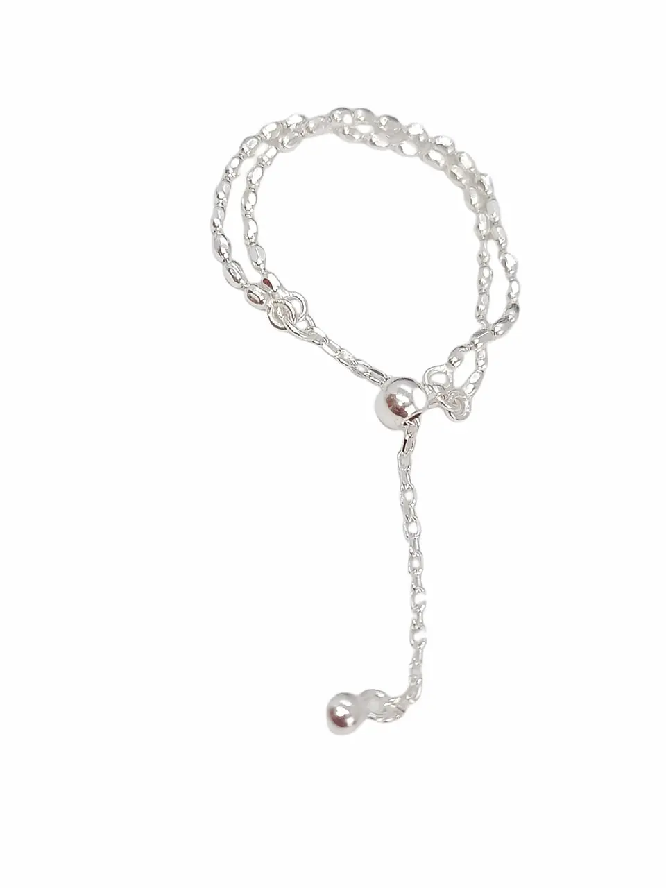 Anillo ajustable en plata fina ley S925 chapado en oro blanco 18kl tres modelos de cadena 26