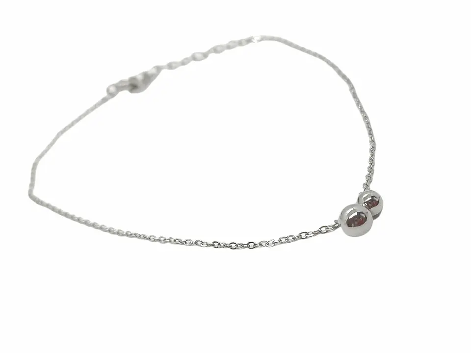 Pulsera Tobillera Plata 925 Pelotitas Cuentas Fresca Trendy 2