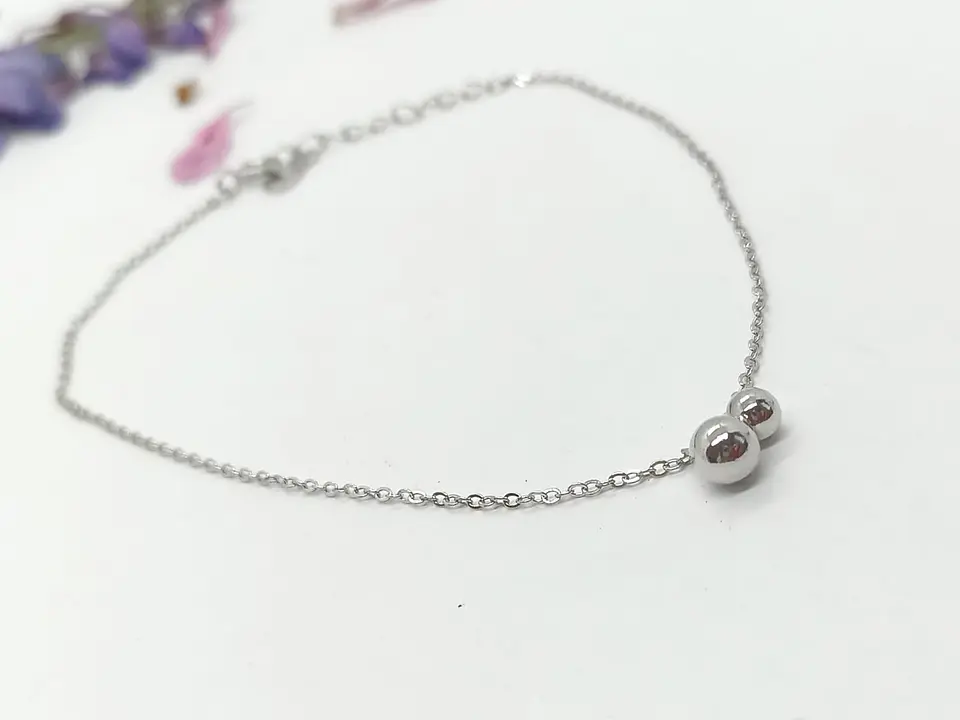 Pulsera Tobillera Plata 925 Pelotitas Cuentas Fresca Trendy 5