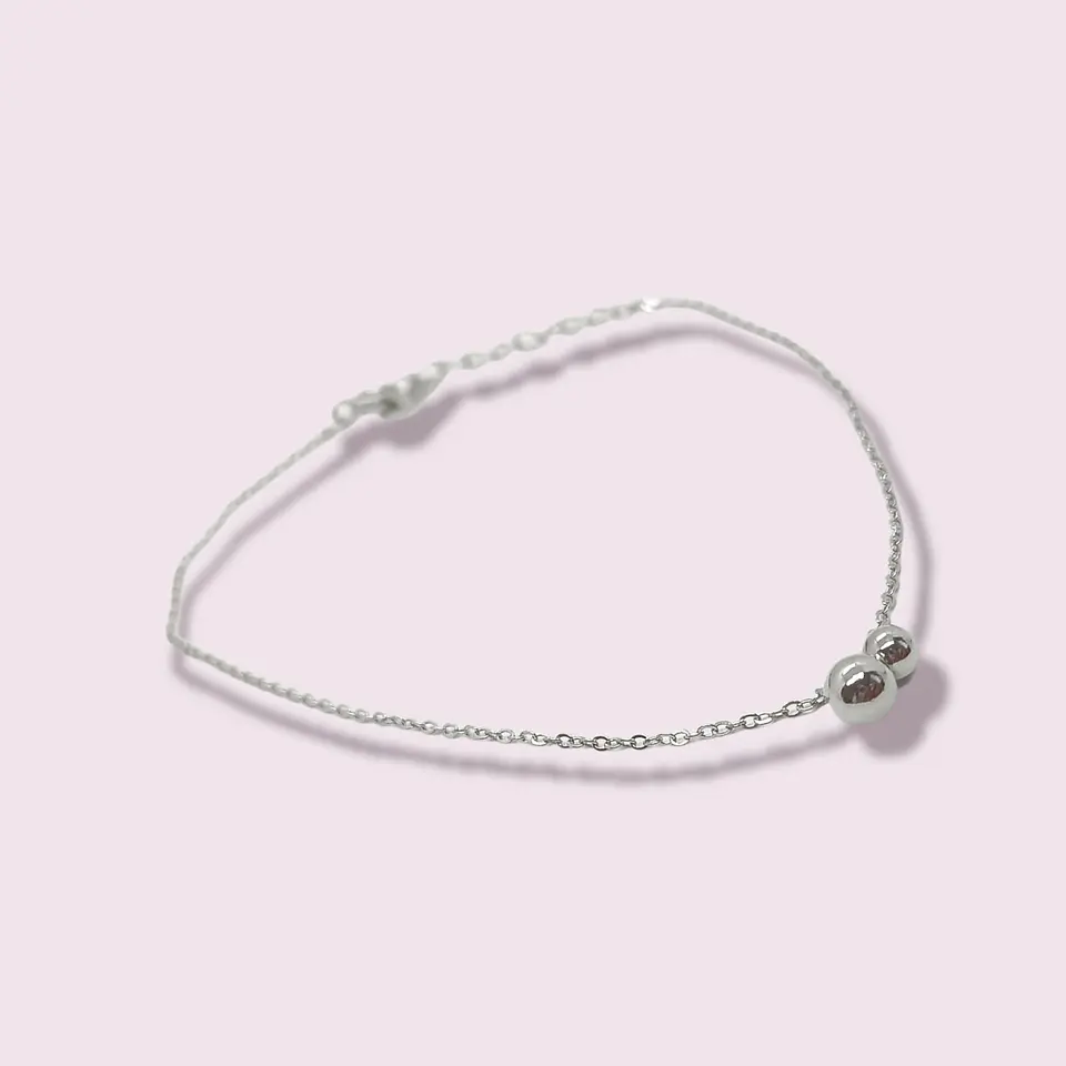 Pulsera Tobillera Plata 925 Pelotitas Cuentas Fresca Trendy 8