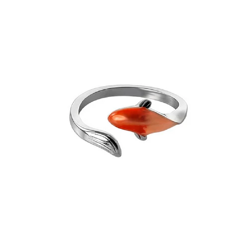 Anillo Ajustable Pez Naranja Mar Plata fina 925 Amor Al Mar Love
