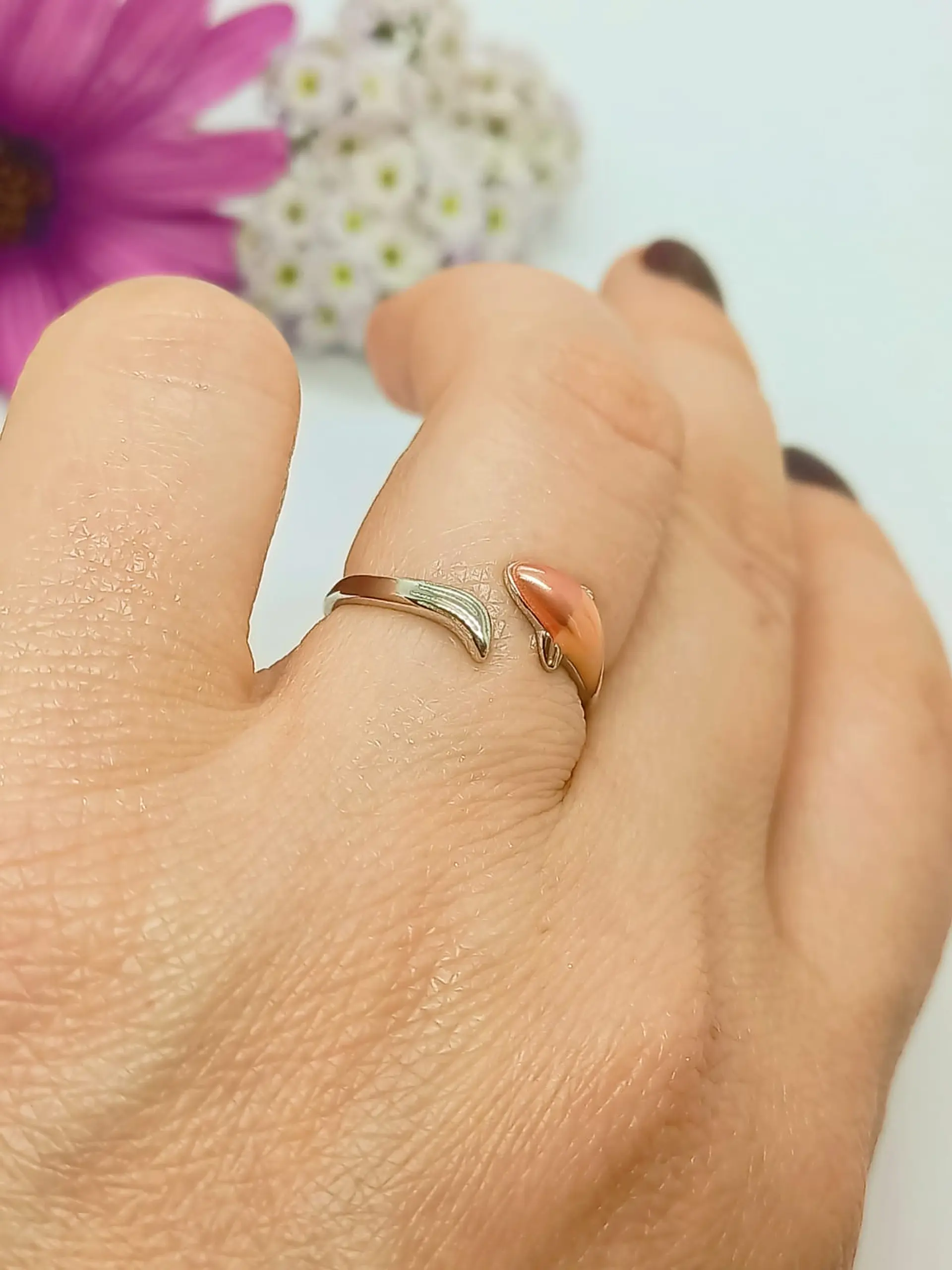 Anillo Ajustable Pez Naranja Mar Plata fina 925 Amor Al Mar Love 6