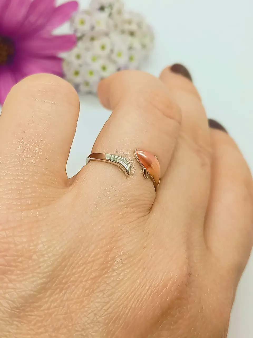 Anillo Ajustable Pez Naranja Mar Plata fina 925 Amor Al Mar Love 6