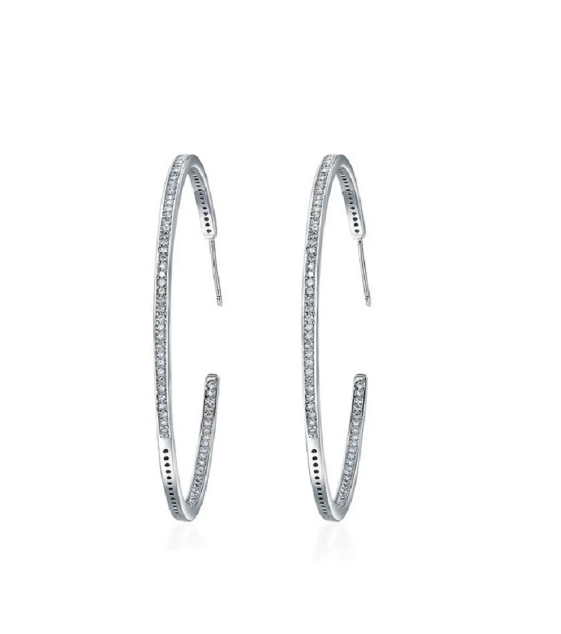 Argolla Grande Plata 925 Zirconia Punto De Luz Pendiente Aro 1
