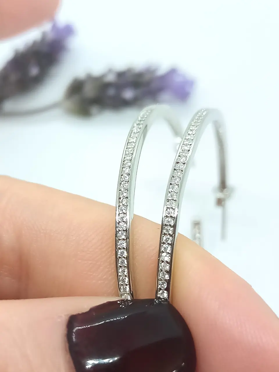 Argolla Grande Plata 925 Zirconia Punto De Luz Pendiente Aro 3
