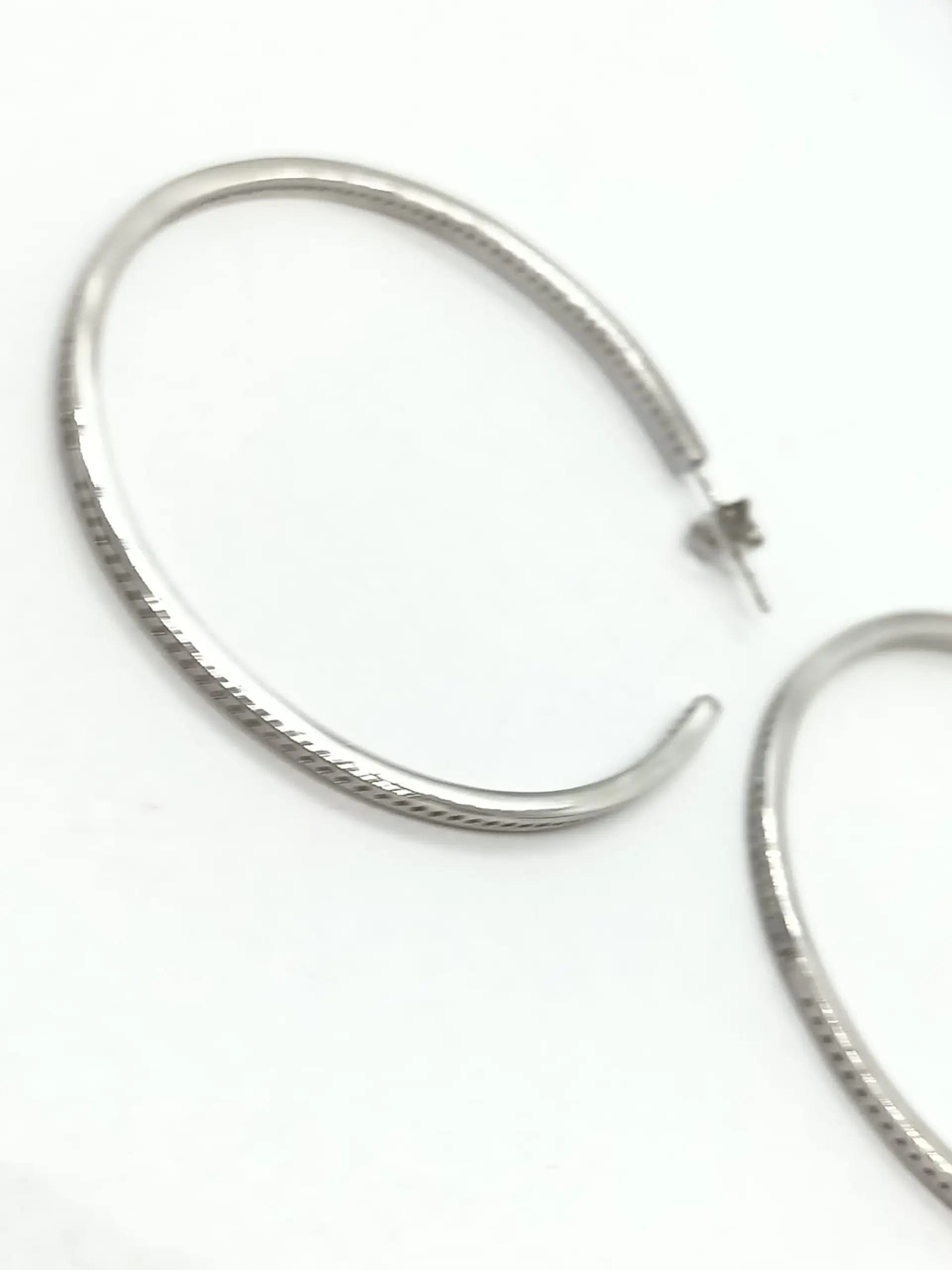Argolla Grande Plata 925 Zirconia Punto De Luz Pendiente Aro 7