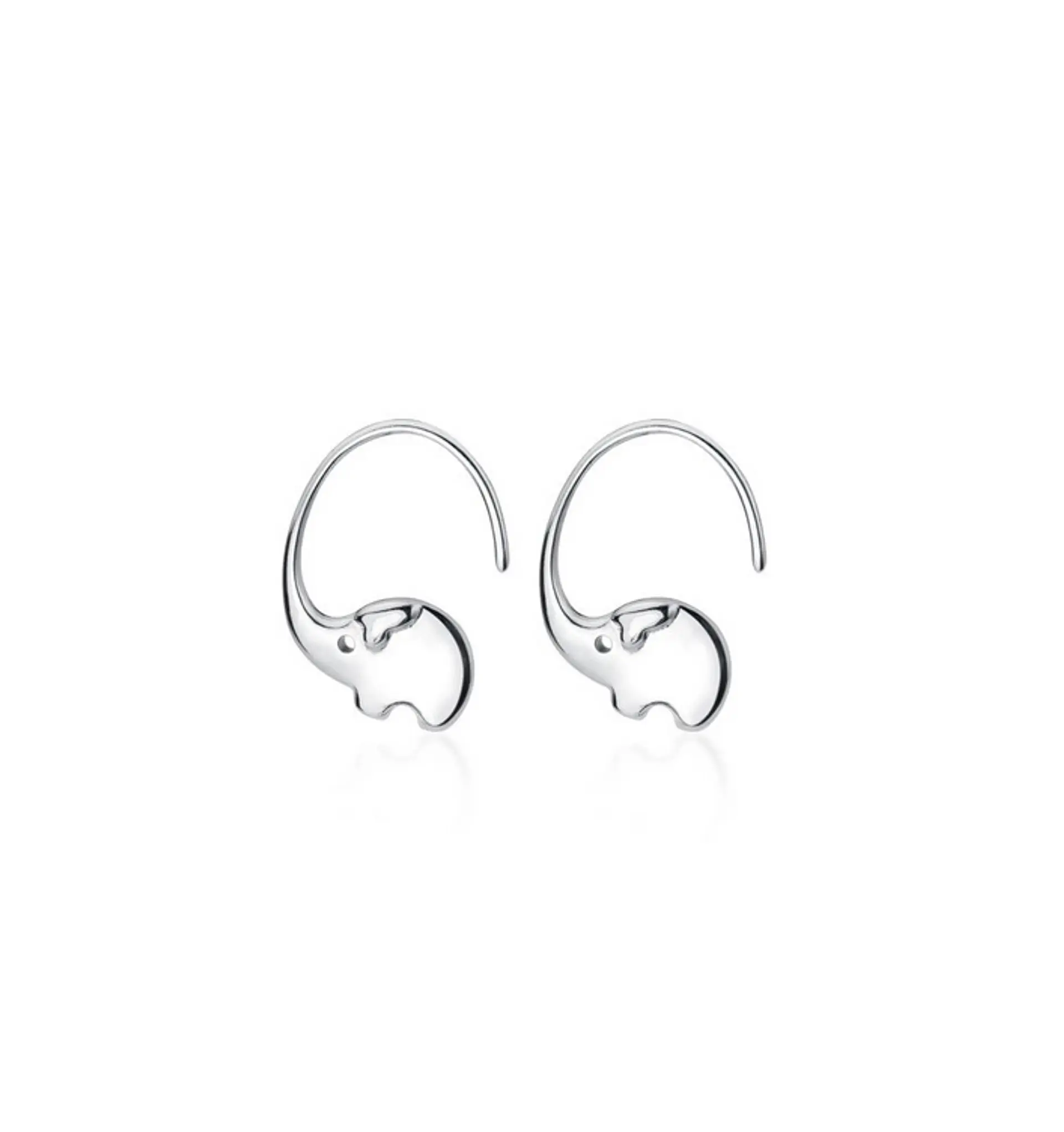 Argollas hoop Elefante Suerte Plata fina 925 Chapado Oro blanco 18k 1