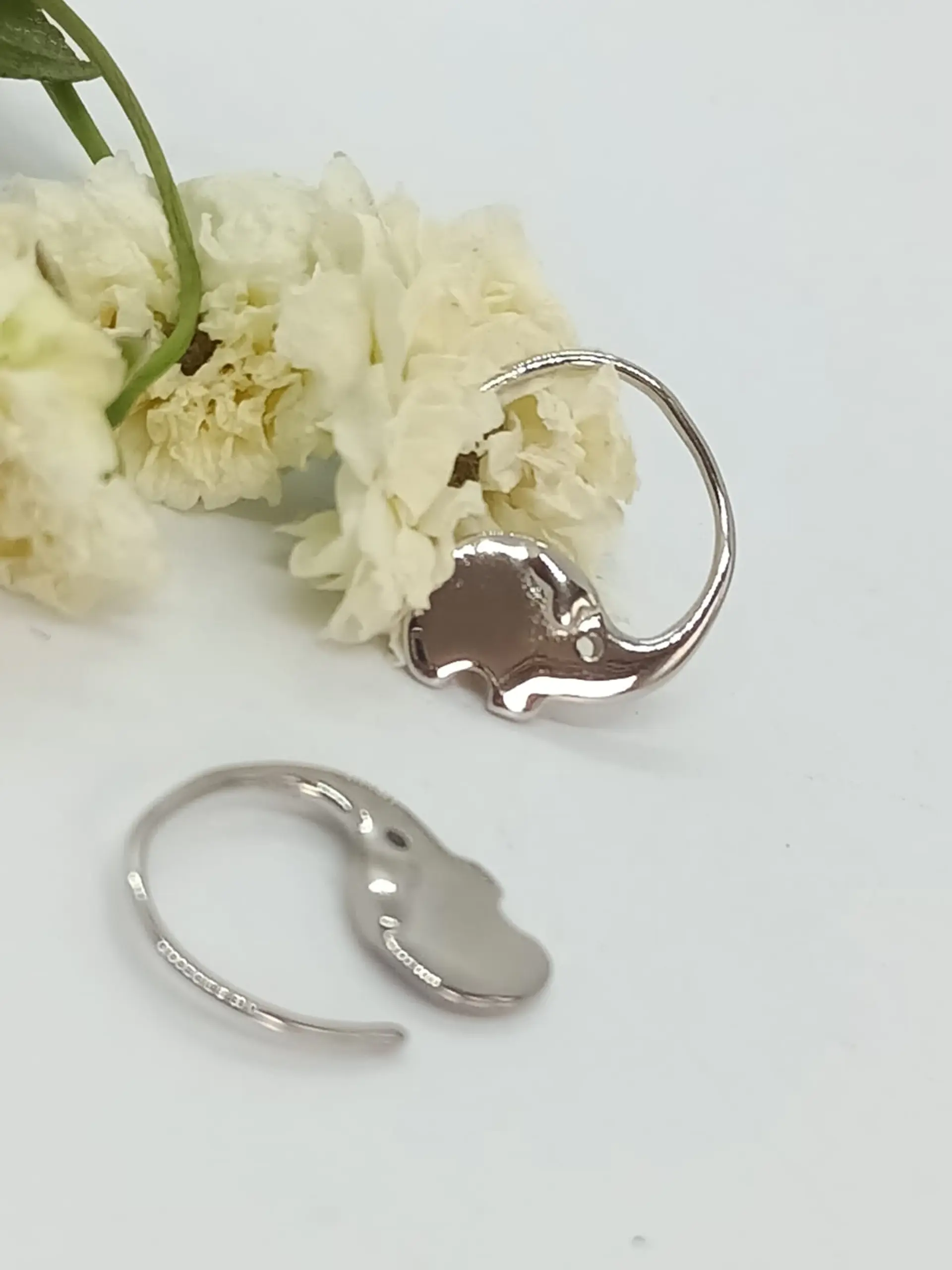Argollas hoop Elefante Suerte Plata fina 925 Chapado Oro blanco 18k 9