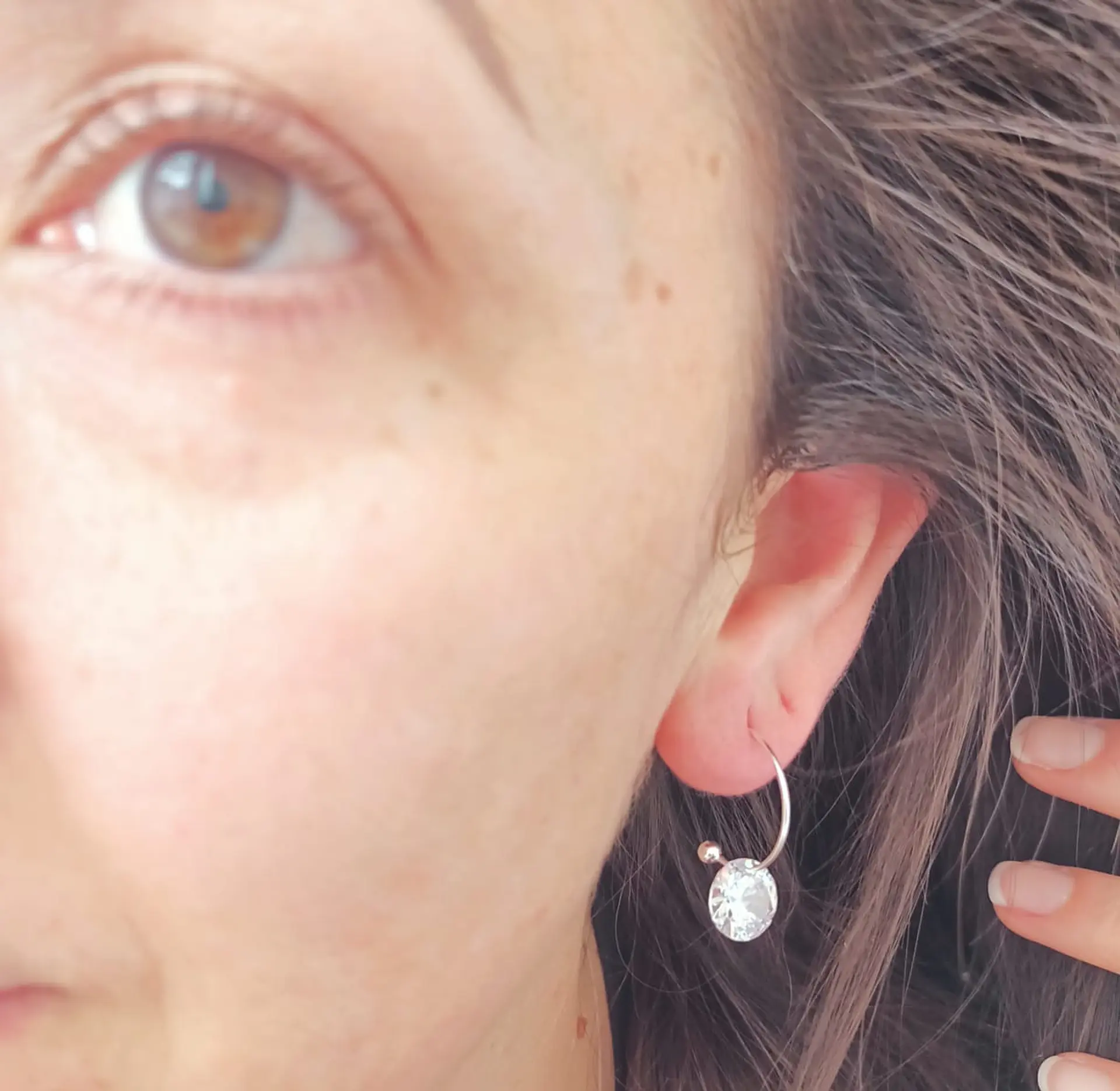 Argollas Punto De Luz Hoop Plata Fina ley S925 Zirconia 10mm 3