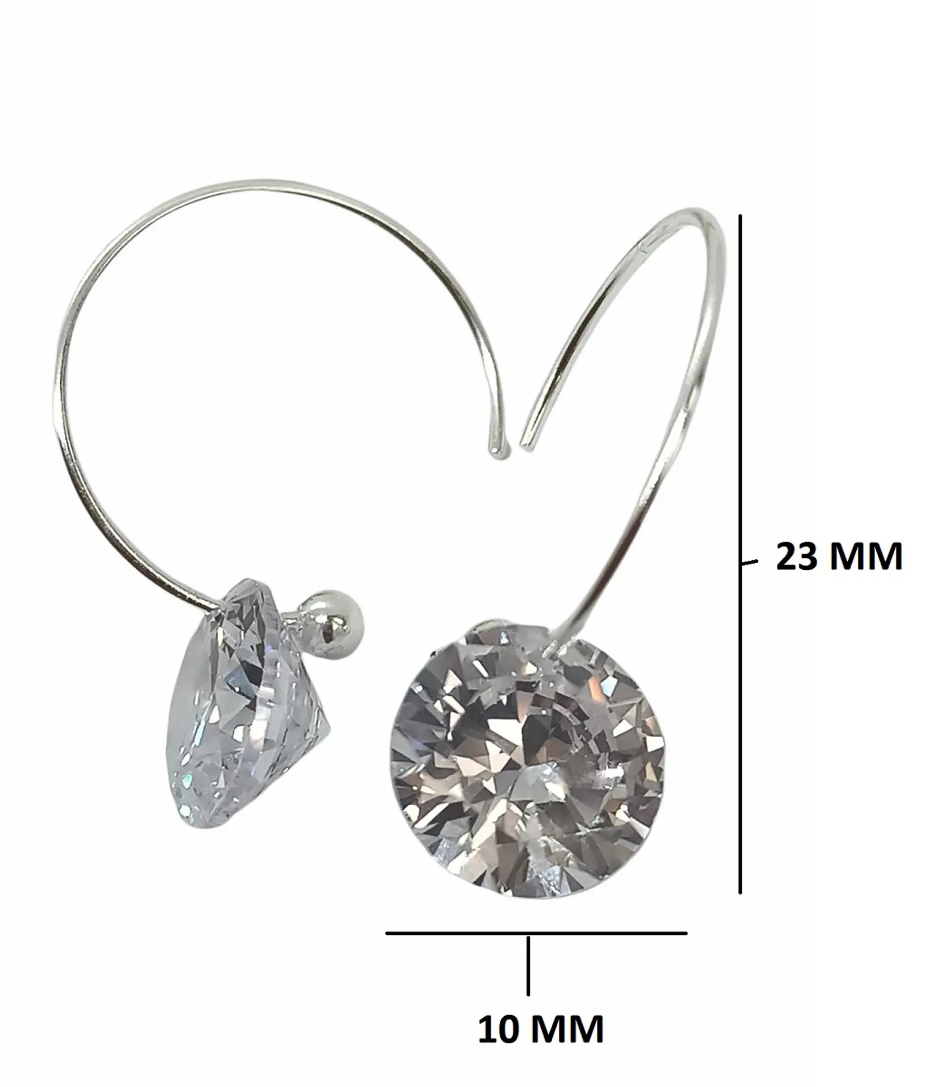 Argollas Punto De Luz Hoop Plata Fina ley S925 Zirconia 10mm 6