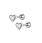 Pendientes tuerca seguridad Corazón en plata fina ley S925 chapado en oro blanco 18kl - Miniatura 1