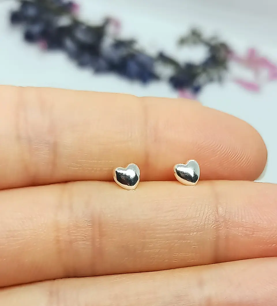 Pendientes tuerca seguridad Corazón en plata fina ley S925 chapado en oro blanco 18kl 4