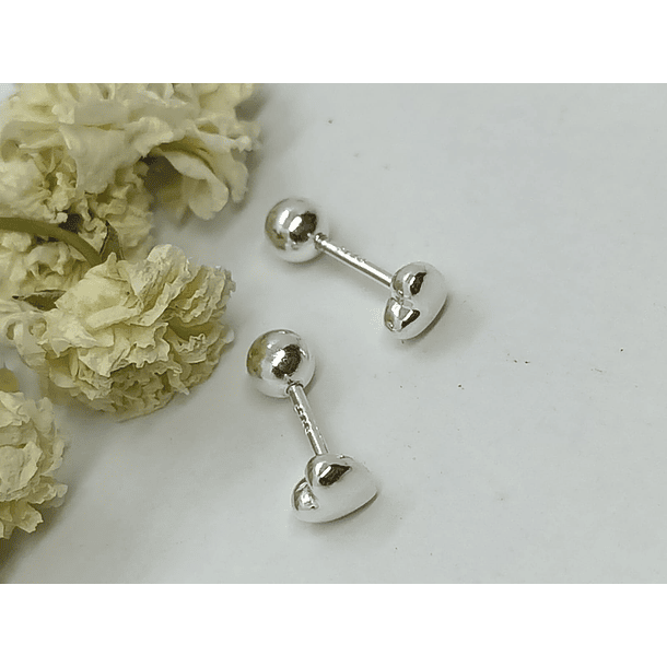 Pendientes tuerca seguridad Corazón en plata fina ley S925 chapado en oro blanco 18kl 6