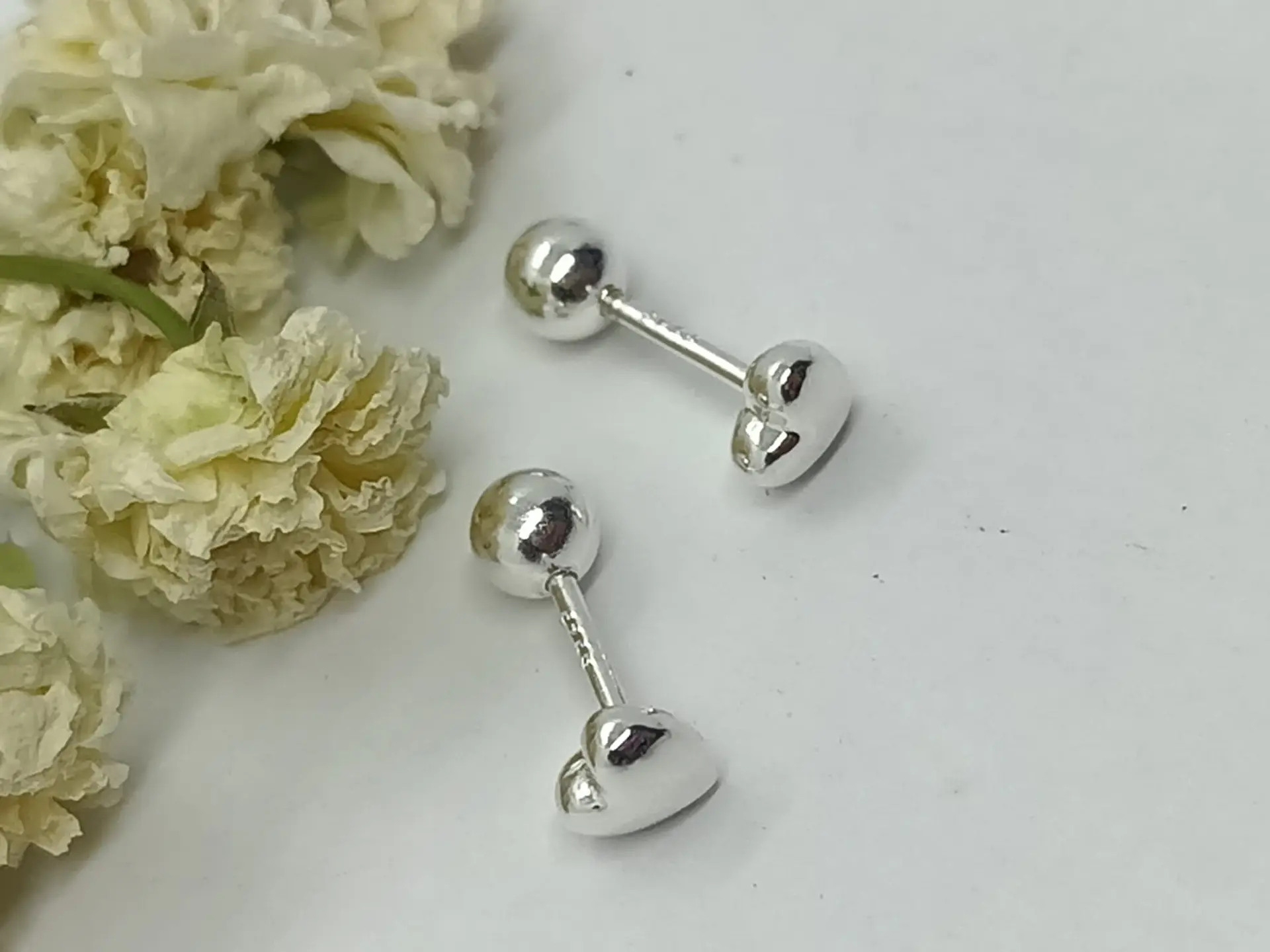 Pendientes tuerca seguridad Corazón en plata fina ley S925 chapado en oro blanco 18kl 6