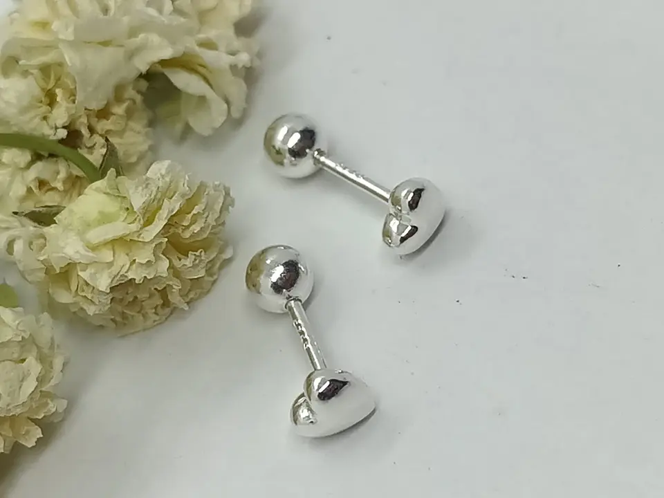 Pendientes tuerca seguridad Corazón en plata fina ley S925 chapado en oro blanco 18kl 6