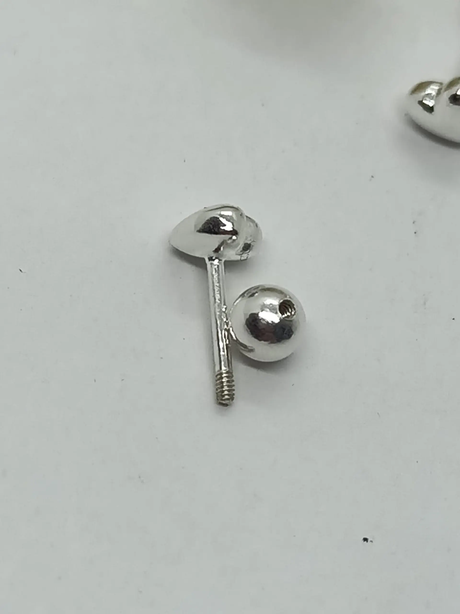 Pendientes tuerca seguridad Corazón en plata fina ley S925 chapado en oro blanco 18kl 7