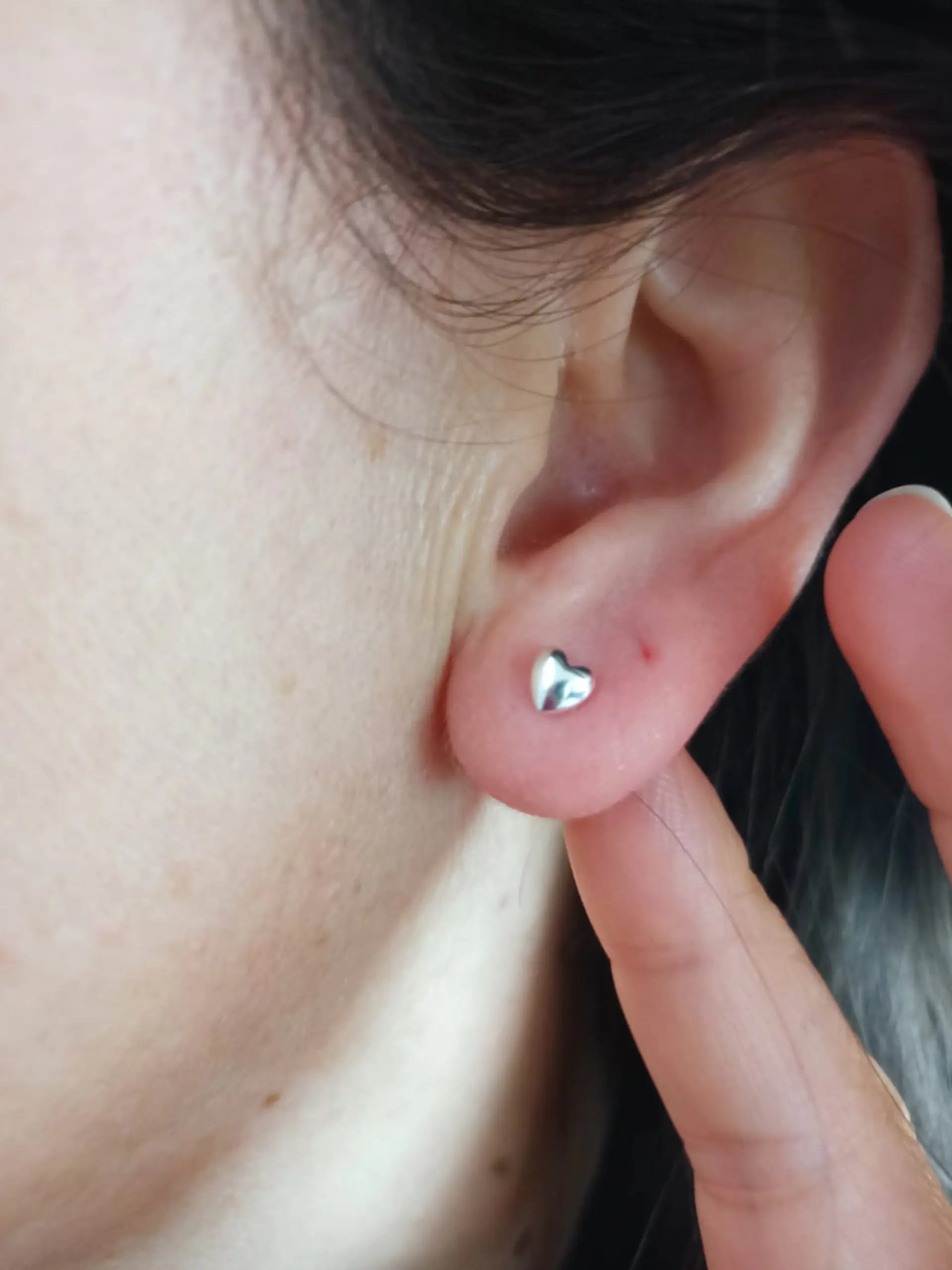 Pendientes tuerca seguridad Corazón en plata fina ley S925 chapado en oro blanco 18kl 8