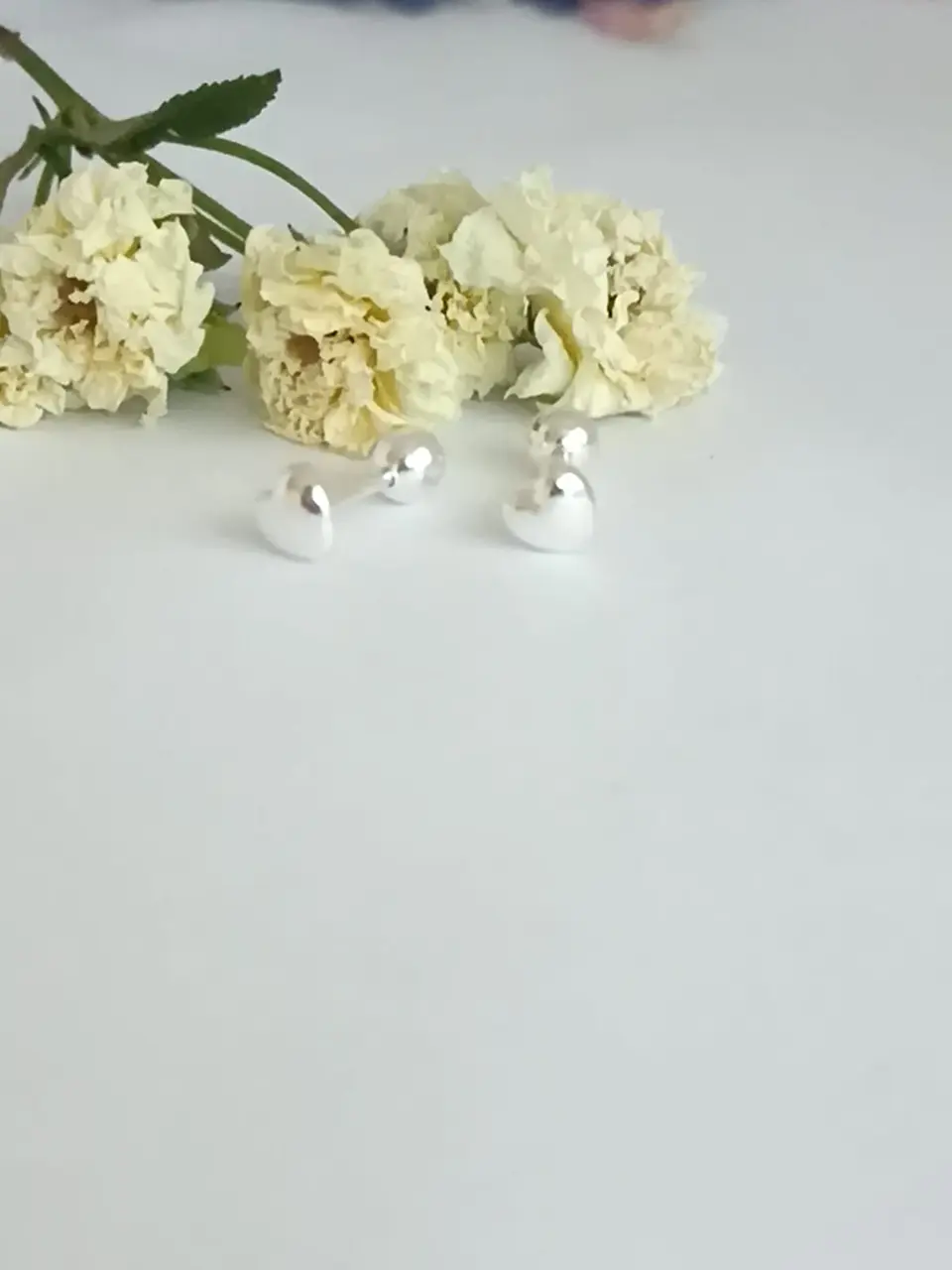 Pendientes tuerca seguridad Corazón en plata fina ley S925 chapado en oro blanco 18kl 9