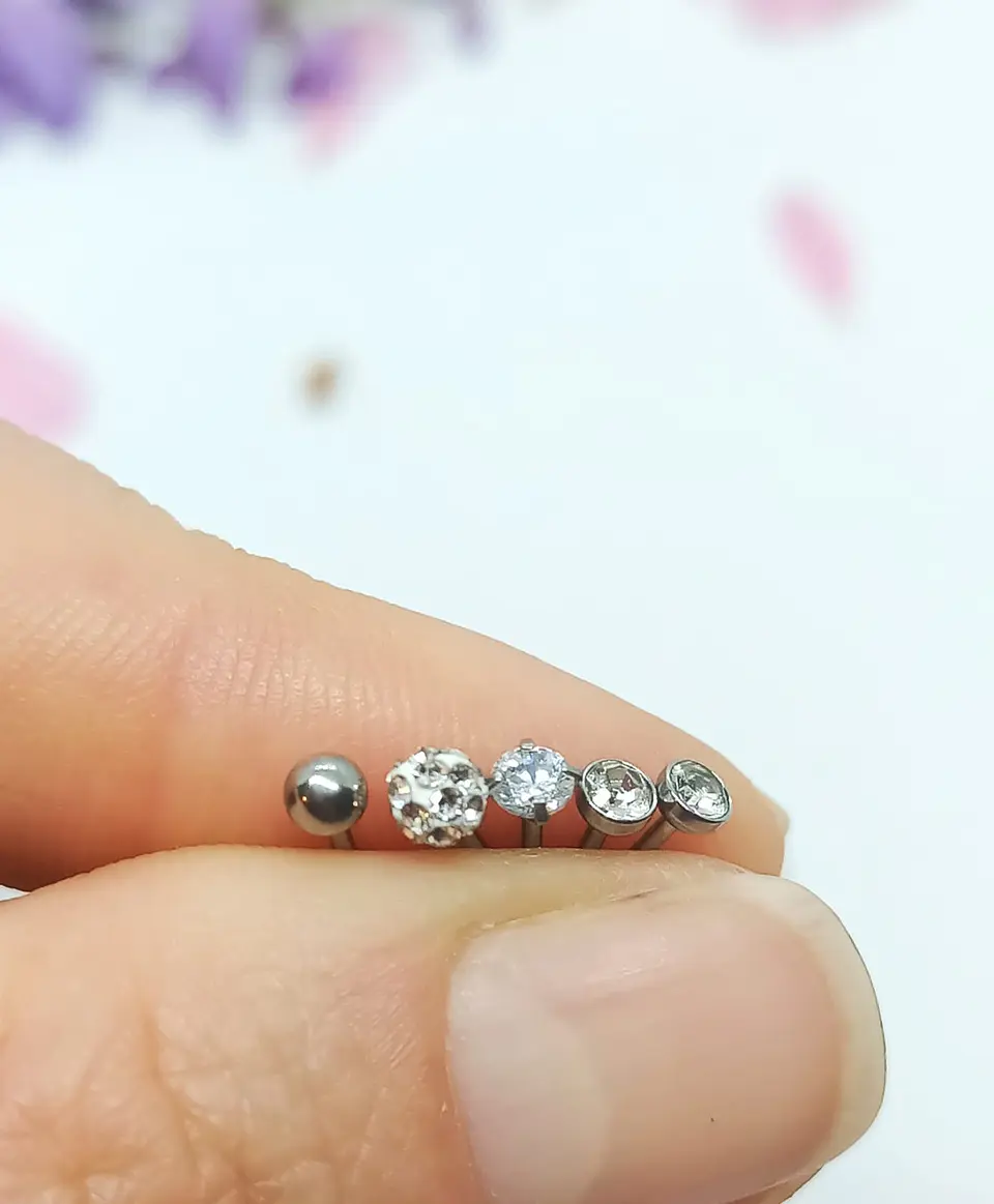 Set 5 Piercing Acero Quirúrgico Nariz Zirconia Punk Nostril 3