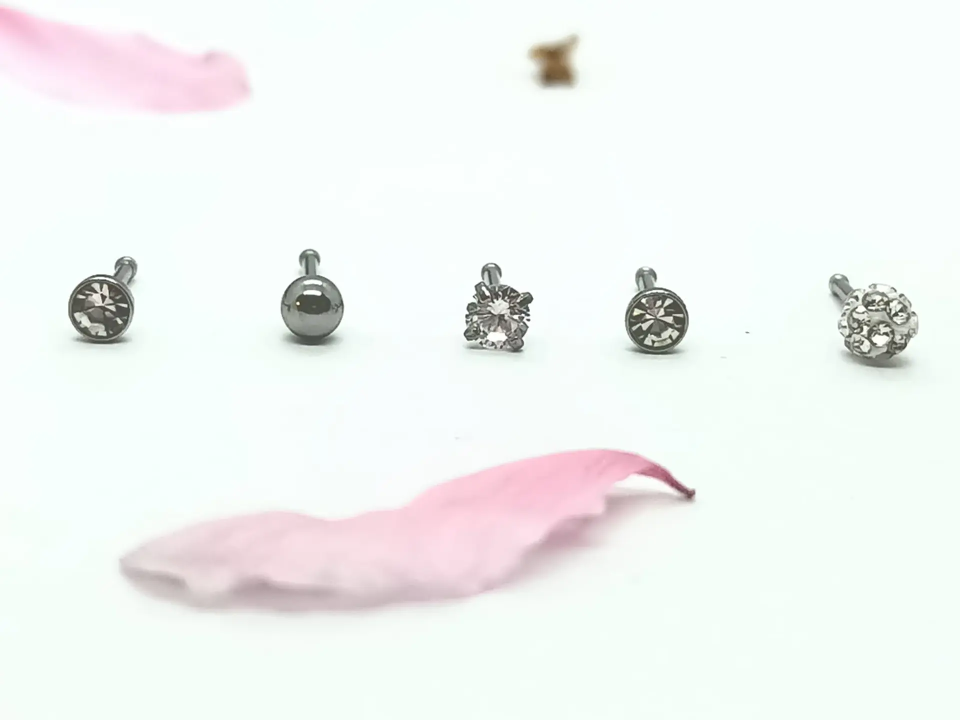 Set 5 Piercing Acero Quirúrgico Nariz Zirconia Punk Nostril 2